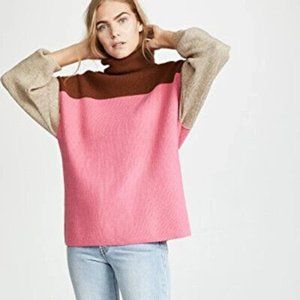 Free People Softly Structured Candy Pop Color Block Sweater Medium